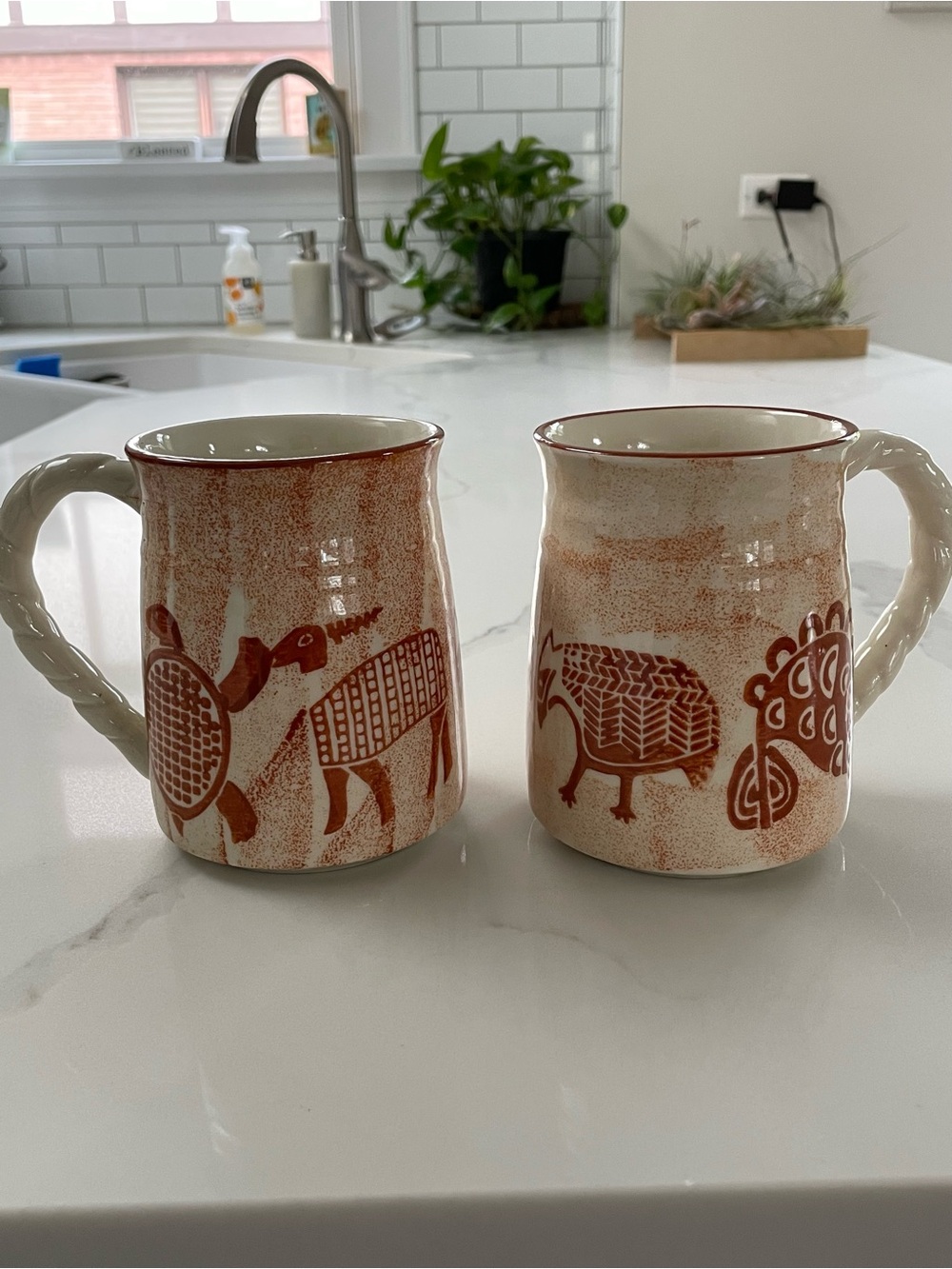 [LOT OF 2] Vintage Sigma Stoneware Mug With Samburu Safari Pattern